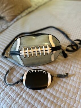 Football-Shaped Crossbody Bag with Matching Coin Pouch